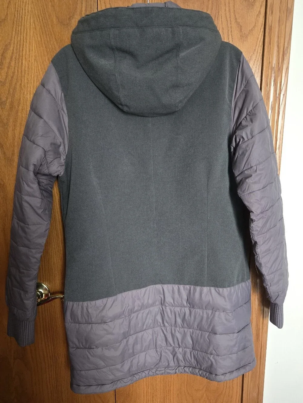 Columbia Two-Tone Quilted Hooded Puffer Coat S Gray
